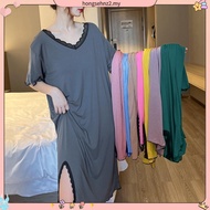 【Ready stock】cj womens sleepwear large size with sexy cleavage and V-collar neck suitable for summer