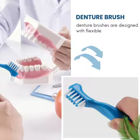 Y02A12 Pack Denture Brush Hard Denture Cleaning Brush False Teeth Brush Toothbrush