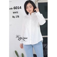 PUTIH KEMEJA KATUN Cool Oxford Plain White Shirt - Women's Oxford Cotton Long Sleeve Shirt - Premium