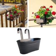 [Finevips1] Hanging Flower Pot Flower Holder Outside Window Patio Iron Bucket Planter