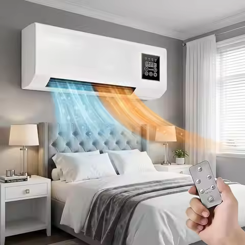 1800W Wall Air Conditioner Wall Mounted Mini AC Unit for Bedroom, 2 In 1 Smart PTC Ac Heater with Re