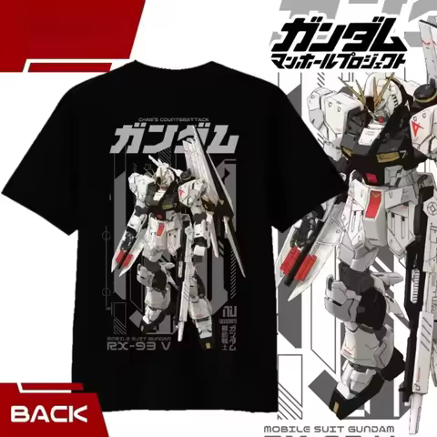 New NU GUNDAM Anime RX-93 Printed T-shirt Men's and Women's T-shirt Men's Top Sports T-shirt Men's T
