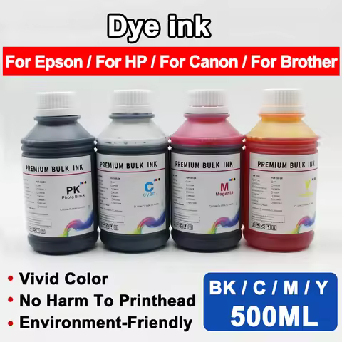 500ML Dye Ink Universal Compatible Refill Ink Cartridge For Brother CISS System Vivid Color