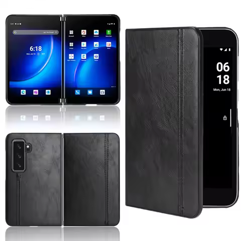 For Microsoft New Dual Screen Anti-Slip Calfskin PU Leather Cord Back Cover Case for Microsoft Surfa