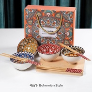 Ceramic Bowl Set Ceramic Bowl 4in1 Bohemian Style