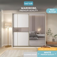 🔥 New Premium 🔥 Gold Frame Wardrobe 5x8/6x8/8x8 Anti Jump Sliding Door Wardrobe | Melamine | Almari 