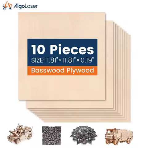 10Pcs 3mm 300×300mm Unfinished Basswood Plywood Sheets Blank Wood Board For Laser Engraving DIY Craf