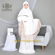 ALBESTH Mukena Dewasa Mewah Sutra Paris Prada Jumbo Renda Premium Full Bordir Cantik mukenah terbaru