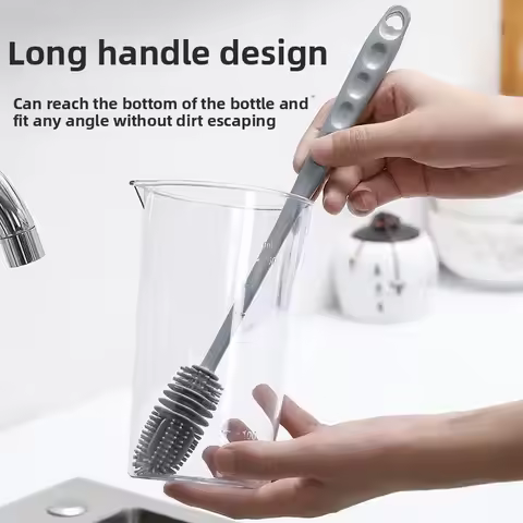 Long Handle 360 Degree Rotating Silicone Bottle Brush Baby Bottle Blender Cleaner Household Tool