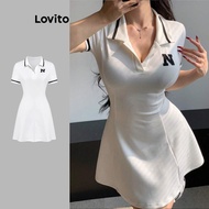 Casual Plain Contrast Binding Draped Button Dress for Women L177AD072