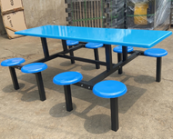 4 SEATER & 8 SEATER BLUE BIRU CANTEEN TABLE DESK OFFICE CAFETERIA CAFE chairs pejabat kid children c