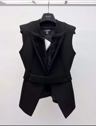 正品⭐️Balmain 毛領魔術貼西裝背心