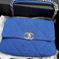 Chanel 19bag寶藍色 菱格鏈條包 31開 尺寸30×21×8.5cm，配件有卡，防塵袋，原盒子 98成新