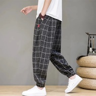 New 2023 Men‘s Summer Cotton Linen Harem Pants Jogger Casual Loose Male Wide-Leg Pants Korean Style Trousers Men Streetwear