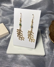水草瑪瑙黃銅耳環