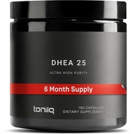 Toniiq Ultra High Strength DHEA 25mg 180 Capsules Supplement for Men - 99%+ Highly Purified and Bioa
