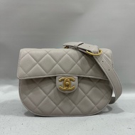 Chanel as2485 大象灰荔枝皮金釦馬鞍包 斜背包