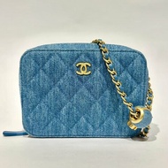 【美收精品】CHANEL 牛仔布金球相機包 88-660