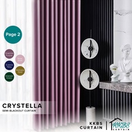 KKBS CURTAIN Crystella Langsir Siap Jahit Semi Blackout Plain Cangkuk& Ring (Crystella Ready Made Cu