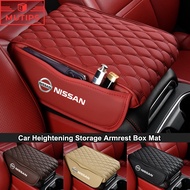 Nissan Car Armrest Box Mat Car Storage Box Leather Armrest Cushion Pad For Navara Almera Livina Kick