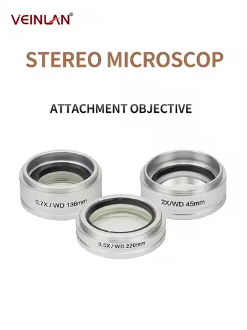 Microscope Auxiliary Objective Lens 0.3X0.5X0.7X2X, Suitable for Nikon Leica Microscopes, Increase o