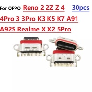 สำหรับ OPPO Reno 2 2Z Z 4 4Pro 3 3Pro K3 K5 K7 A91 A92S Realme X X2 5Pro USB ประเภท C ชาร์จพอร์ตเชื่