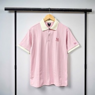 New Era NY polo shirt Pink striped cream collar Binh Authentic VN shop polo shirt men polo shirt