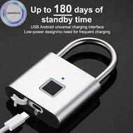 jiarenitomj Smart Fingerprint Padlock Waterproof Biometric Fingerprint Keyless Door Lock USB Rechargeable Security Padlock For House Unlock sg