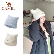 CAMEL Outdoor Fashion Cat Ear Knit Hat for Women - Cute Plush Warm Wool Hat