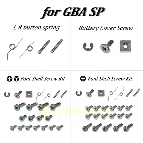 1/5/10/50/100SET Replacement For GBA SP L R Buttons Springs Battery Cover Screw Y&+Font Shell Screw 