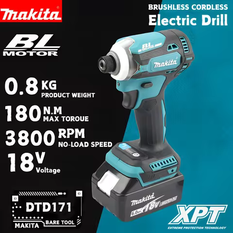 Makita DTD171 18V Brushless Impact Driver Handheld Tool For Woodworking Construction Assembly Househ