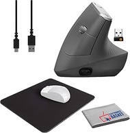 Logitech MX Vertical Advanced Ergonomic Mouse (Graphite) Bundle with Belkin Mouse Pad (Black) + Micr