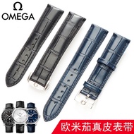 ((New Arrival) omega Watch Strap Genuine Leather Counter Original omega Defei Men's Speedmaster Seahorse omj Accessories Men Women Substitute