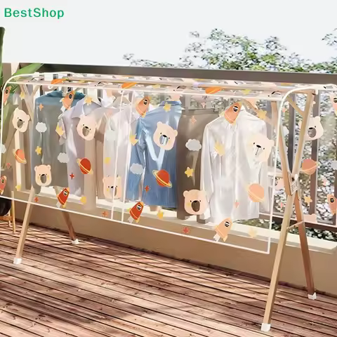 〔R〕Cute Bear-Shaped Clothes Dust Cover Made Of High-Quality Peva Fabric Transparent Cover For Double