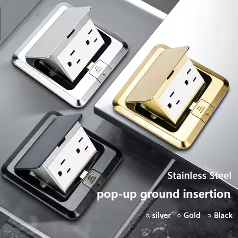 American Standard floor socket outlet waterproof,US 15A Kitchen Bedroom floor indoor Waterproof Gold
