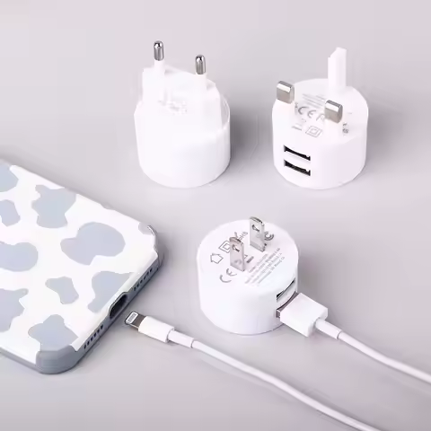 Charger Head Mini Adapter Quick Charge Dual USB Mobile Phone Charger Dual Usb Round Charger Min EU U
