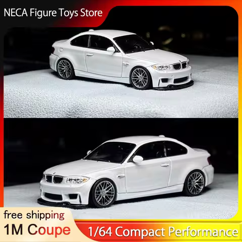 1:64 1M Coupe Compact Performance Sports Car White Alloy Diecast Model With Display Base Toys Gift F