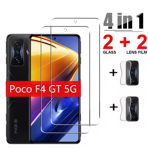 4in1 Tempered Glass For Poco F4 GT X3 NFC X4 M3 M4 Pro F3 Screen Protector Camera Lens Protective Fi
