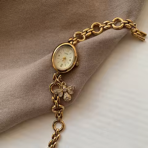 GEDI Watch Ladies Quartz Accessories Oval Simple Fashion Gold Silver Temperament Watch Vintage Woman