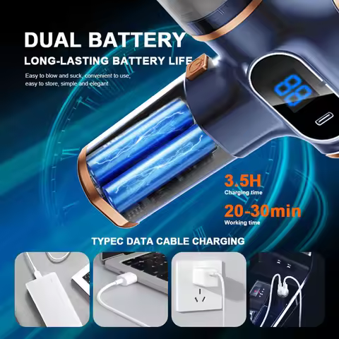 Car Vacuum Cleaner 980000PA Wireless Portable Cleaning Machine 120W Powerful Mini Handheld Cleaner F