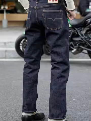 Red Tornado 21oz Selvedge Denim Slim Straight Fit Jeans Indigo Heavyweight Raw Denim Trousers for Me
