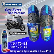 MICHELIN City Extra Tubeless RIM 13 Tires ( 110/70-13 , 130/70-13 , 1-SET ) FREE Koby Tire Sealant
