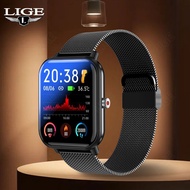 LIGE Men Smart Watch Ladies Full Touch Screen Sports Fitness Watch IP67 Waterproof Bluetooth For Android IOS Smartwatch