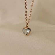 [oneur studio_Korea] 14K Gold Glow Heart Blue Topaz Necklace, 14K Yellow Gold/14K Rose Gold
