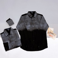 Áo sơ mi nam tay ngắn loang màu đen vải co dãn 4 chiều kèm hai túi chuẩn form ken_store-1999