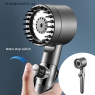 Strongaroetrtr High-pressure Shower Head Filter 3 Modes Adjustable Water Saving One-button Stop Water Massage Nozzle Bathroom Strong Boost SG