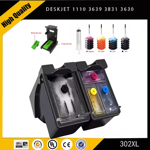 Einkshop for hp 302XL 302 Refillable Ink Cartridge for hp302 Deskjet 1110 3639 3831 3630 Envy 4650 4