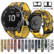 22mm 26mm silicone watch band Fast Fit camouflage strap for Garmin Fenix 7 7x 6 6x Pro 5 5x plus 3 3