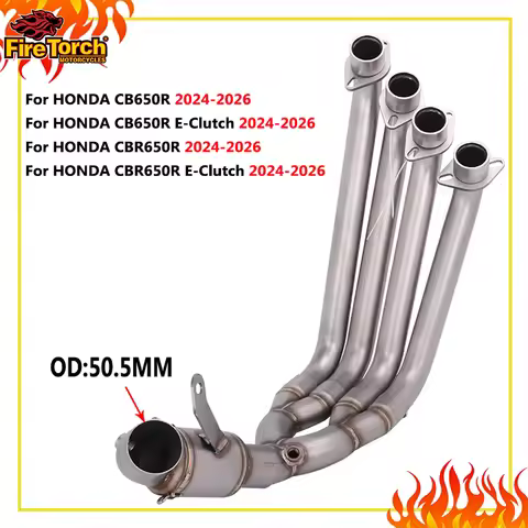 Motorcycle Exhaust Front Middle Link 51MM Pipe Escape Slip On For Honda CB650R E-Clutch CBR650R 2024