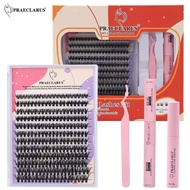 PRAECLARUS 12Rows(240PCS) DIY Cluster  Eyelash  Extension Set With Bond&Seal 30D/40D/50D D Curl DIY 